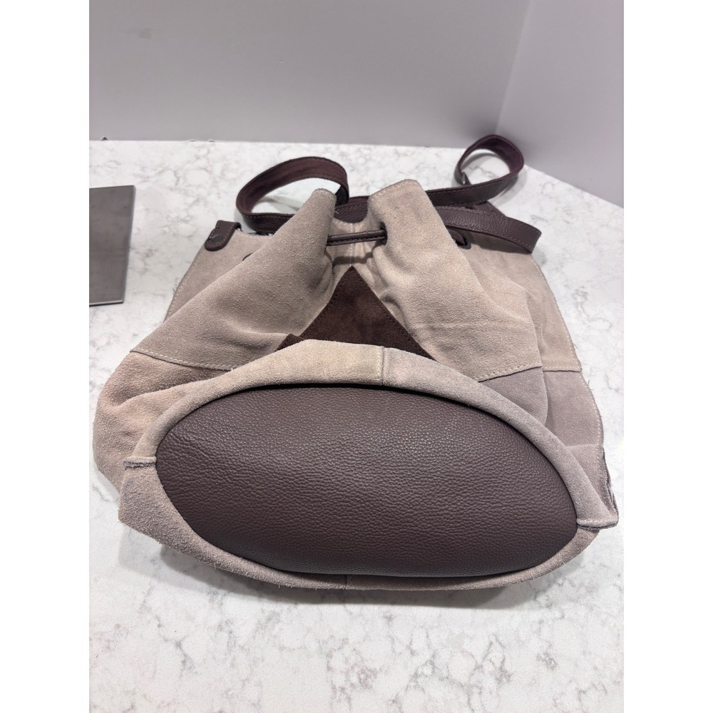 Free People New Tovey Suede Bucket Bag Light Dark Chocolate Brown Purse - Picture 6 of 7